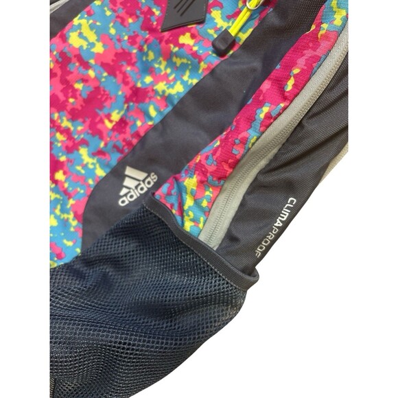 Adidas Girls Gray Multicolor Camo School Back Pack 3 Pockets Water Bottle Holder - Picture 4 of 5